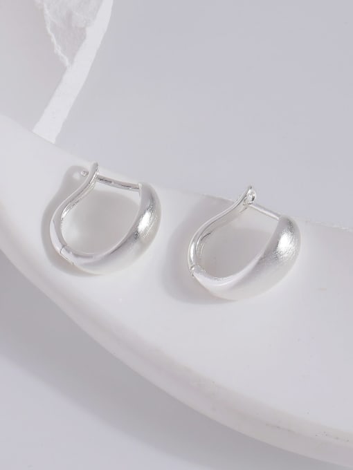 White K [wire drawing of ear buckle] Brass Geometric Trend Hoop Earring